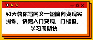 41天教你写网文—短篇向变现实操课,快速入门变现,门槛低,学习周期快-升阶有道