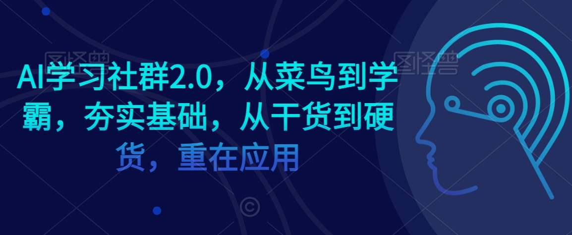 AI学习社群2.0，从菜鸟到学霸，夯实基础，从干货到硬货，重在应用-升阶有道
