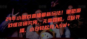 24年小游戏直播最新玩法!微恐游戏怪谈研究所,无需露脸,0粉开播,小白轻松月入5W+【揭秘】-升阶有道