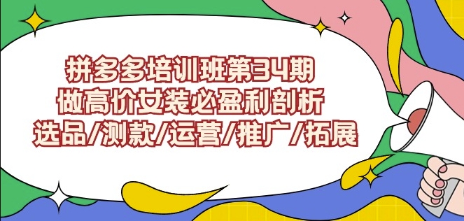 拼多多培训班第34期：做高价女装必盈利剖析选品/测款/运营/推广/拓展-升阶有道