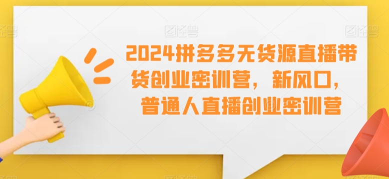 2024拼多多无货源直播带货创业密训营，新风口，普通人直播创业密训营-升阶有道
