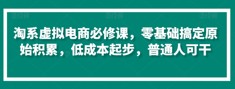 淘系虚拟电商必修课，零基础搞定原始积累，低成本起步，普通人可干-升阶有道