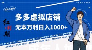 拼多多超神玩法！虚拟店铺无本入局日收1000+，不需要发货，不需要售后【揭秘】-升阶有道
