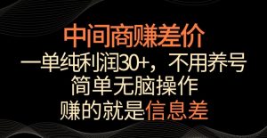 中间商赚差价，一单纯利润30+，简单无脑操作，赚的就是信息差，轻轻松松日入1000+【揭秘】-升阶有道