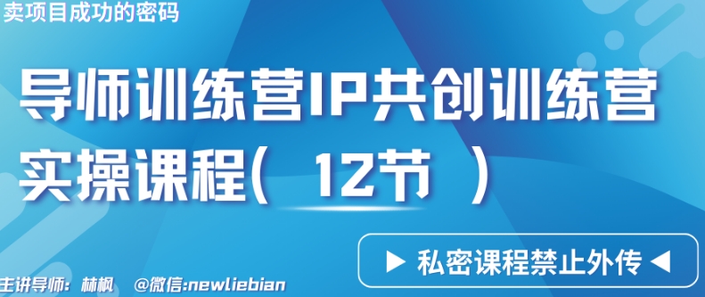 导师训练营3.0IP共创训练营私密实操课程（12节）-卖项目的密码成功秘诀【揭秘】-升阶有道