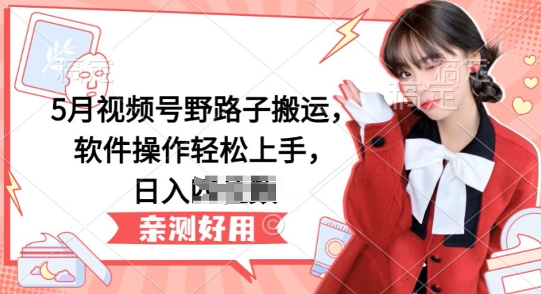 5月视频号野路子搬运，软件操作轻松上手，日入三位数【揭秘】-升阶有道