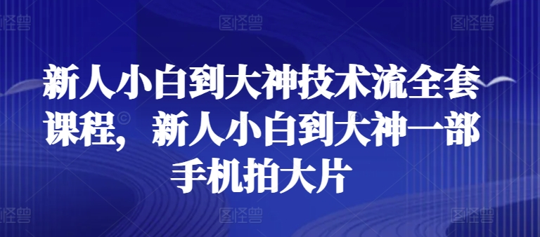 新人小白到大神技术流全套课程，新人小白到大神一部手机拍大片-升阶有道