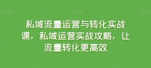 私域流量运营与转化实战课,私域运营实战攻略,让流量转化更高效-升阶有道
