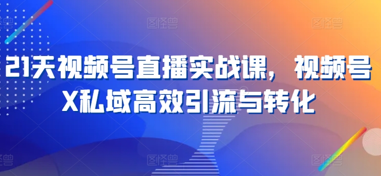 21天视频号直播实战课，视频号X私域高效引流与转化-升阶有道