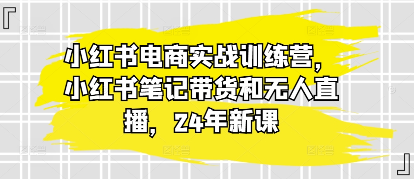 小红书电商实战训练营，小红书笔记带货和无人直播，24年新课-升阶有道