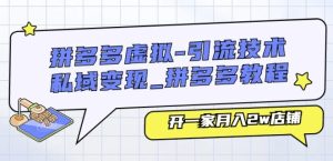 拼多多虚拟-引流技术与私域变现_拼多多教程:开一家月入2w店铺-升阶有道