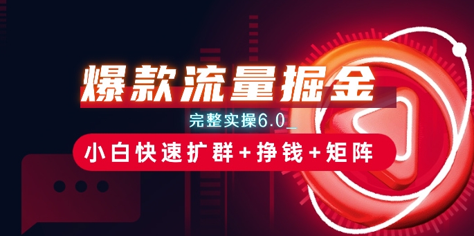 爆款流量掘金_完整实操6.0_小白快速扩群+挣钱+矩阵思路【揭秘】-升阶有道