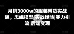 月销3000w的服装带货实战课,思维模型|实战经验|暴力引流|后端变现-升阶有道