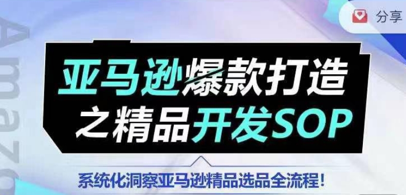 【训练营】亚马逊爆款打造之精品开发SOP，系统化洞察亚马逊精品选品全流程-升阶有道