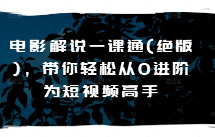 电影解说一课通(绝版)，带你轻松从0进阶为短视频高手-升阶有道