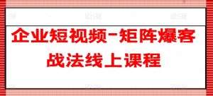 企业短视频-矩阵爆客战法线上课程-升阶有道