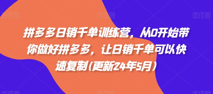 拼多多日销千单训练营，从0开始带你做好拼多多，让日销千单可以快速复制(更新24年6月)-升阶有道