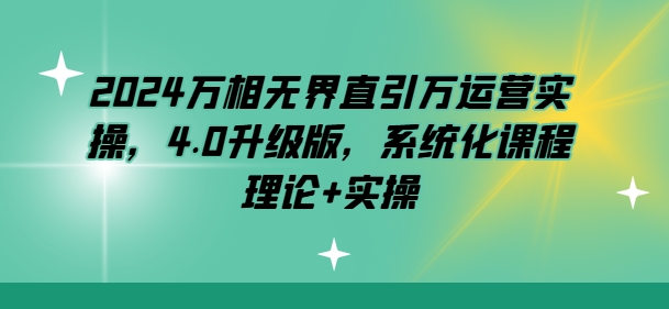 2024万相无界直引万运营实操，4.0升级版，系统化课程 理论+实操-升阶有道