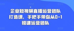 企业短视频直播运营团队打造课,手把手带你从0-1搭建运营团队-升阶有道