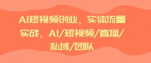 AI短视频创业,实体流量实战,AI/短视频/直播/私域/团队-升阶有道