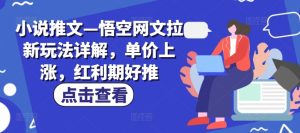 小说推文—悟空网文拉新玩法详解,单价上涨,红利期好推-升阶有道