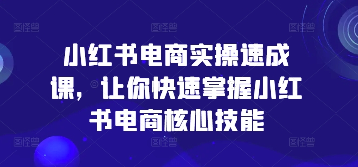 小红书电商实操速成课，让你快速掌握小红书电商核心技能-升阶有道