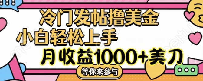 冷门发帖撸美金项目，月收益1000+美金，简单无脑，干就完了【揭秘】-升阶有道