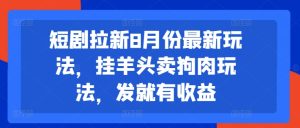 短剧拉新8月份最新玩法,挂羊头卖狗肉玩法,发就有收益-升阶有道