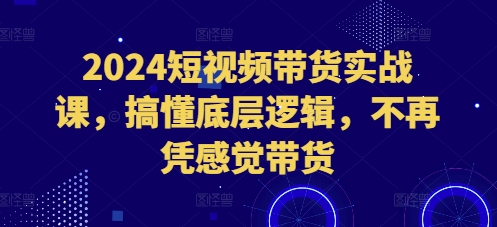 2024短视频带货实战课，搞懂底层逻辑，不再凭感觉带货-升阶有道