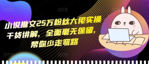 小说推文25万粉丝大佬实操干货讲解,全面毫无保留,帮你少走弯路-升阶有道