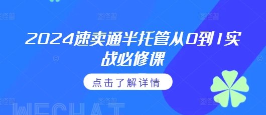 2024速卖通半托管从0到1实战必修课，掌握通投广告打法、熟悉速卖通半托管的政策细节-升阶有道