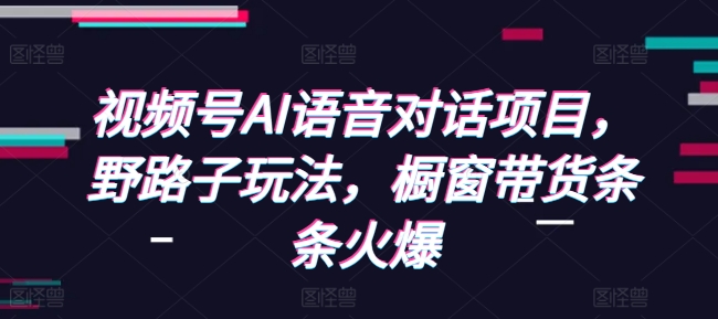 视频号AI语音对话项目，野路子玩法，橱窗带货条条火爆-升阶有道