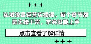 私域流量运营实操课,每个章节都是实操干货,学完就能上手-升阶有道