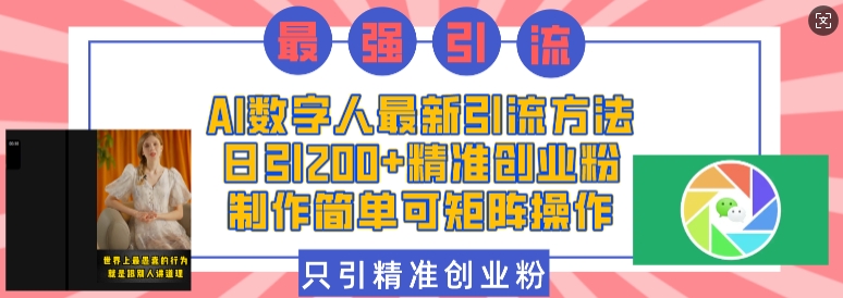 AI数字人最新引流方法，日引200+精准创业粉，制作简单可矩阵操作-升阶有道
