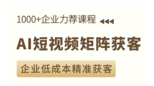 AI短视频矩阵获客实操课，企业低成本精准获客-升阶有道