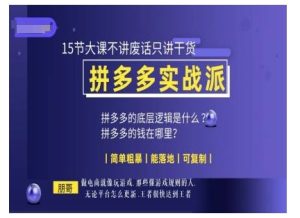 朋哥电商(拼多多实战派),15节大课不讲废话只讲干货,简单粗暴 能落地 可复制-升阶有道
