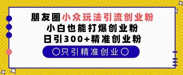 朋友圈小众玩法引流创业粉，小白也能打爆创业粉，日引300+精准创业粉【揭秘】-升阶有道