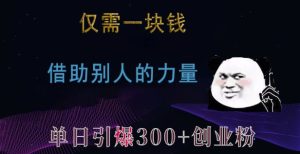仅需一块钱,借助别人的力量,单日引爆300+创业粉、兼职粉【揭秘】-升阶有道