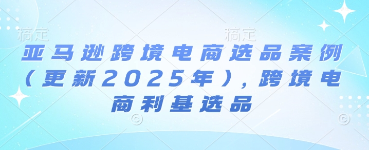 亚马逊跨境电商选品案例(更新2025年)，跨境电商利基选品-升阶有道