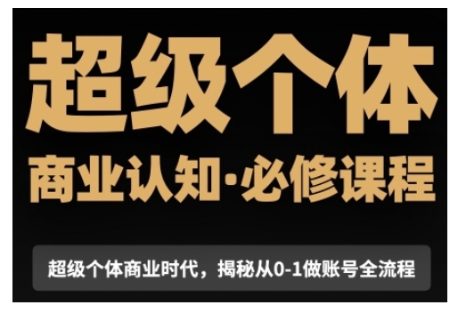 超级个体商业认知觉醒视频课，商业认知·必修课程揭秘从0-1账号全流程-升阶有道