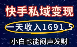 一天收入1691.5,快手私域变现,小白也能闷声发财-升阶有道