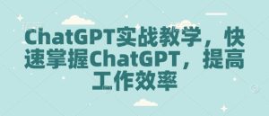ChatGPT实战教学,快速掌握ChatGPT,提高工作效率-升阶有道