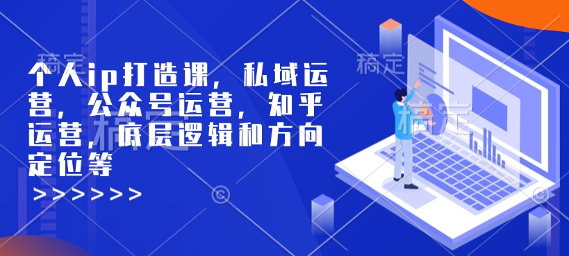 个人ip打造课，私域运营，公众号运营，知乎运营，底层逻辑和方向定位等-升阶有道