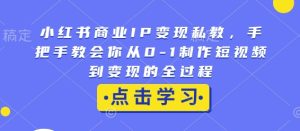 小红书商业IP变现私教,手把手教会你从0-1制作短视频到变现的全过程-升阶有道
