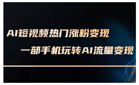 AI短视频热门涨粉变现课，AI数字人制作短视频超级变现实操课，一部手机玩转短视频变现-升阶有道