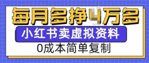 小红书虚拟资料项目,0成本简单复制,每个月多挣1W【揭秘】-升阶有道