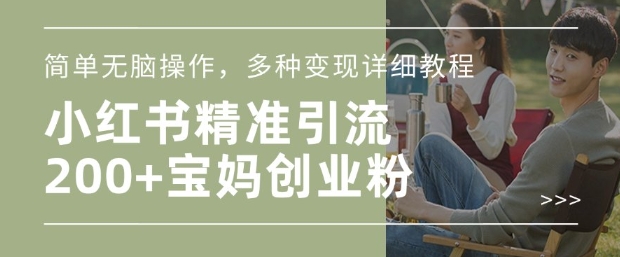 小红书混剪日引200+宝妈创业粉，简单无脑操作，多种变现详细教程-升阶有道