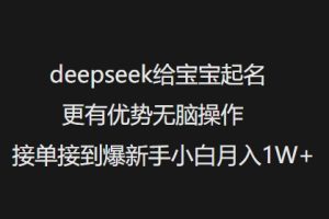 deepseek给宝宝起名更有优势无脑操作接单接到爆新手小白月入1W+-升阶有道