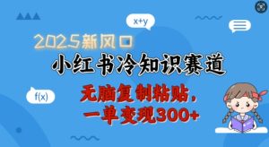 2025新风口,小红书冷知识赛道,无脑复制粘贴,一单变现300+-升阶有道