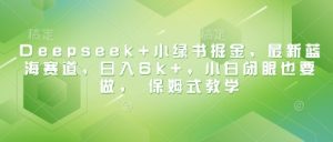 Deepseek+小绿书掘金,最新蓝海赛道,日入6k+,小白闭眼也要做, 保姆式教学-升阶有道